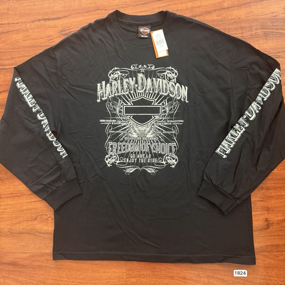 NWT Harley Davidson Freedom Of Choice Germany Sz 2XL Wings Black Long Sleeve